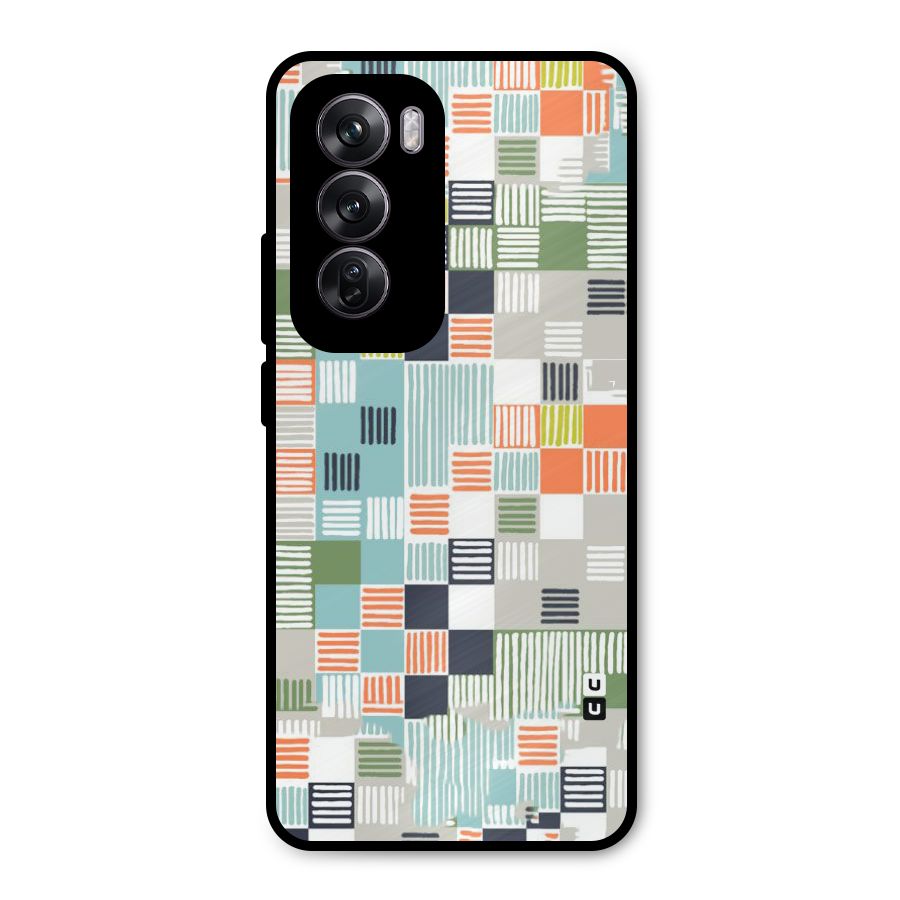 Tiny Boxes Stripes Metal Back Case for Oppo Reno12 Pro