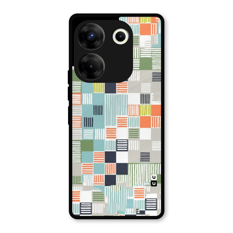 Tiny Boxes Stripes Metal Back Case for Tecno Camon 20 Pro