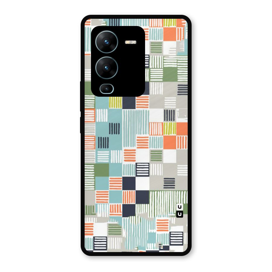 Tiny Boxes Stripes Metal Back Case for Vivo V25 Pro