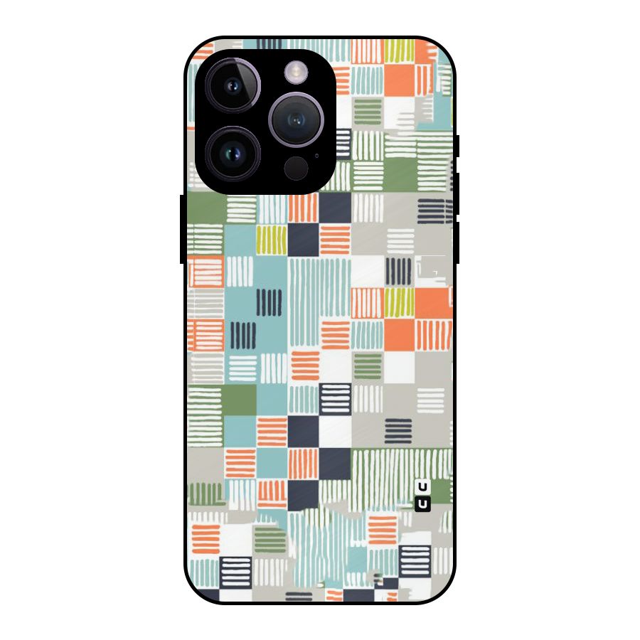 Tiny Boxes Stripes Metal Back Case for iPhone 14 Pro Max