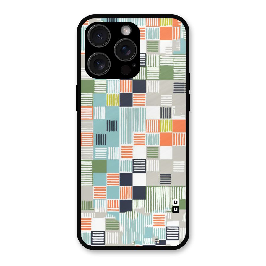 Tiny Boxes Stripes Metal Back Case for iPhone 15 Pro Max