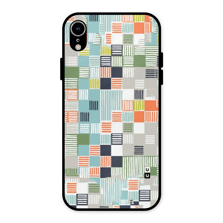 Tiny Boxes Stripes Metal Back Case for iPhone XR