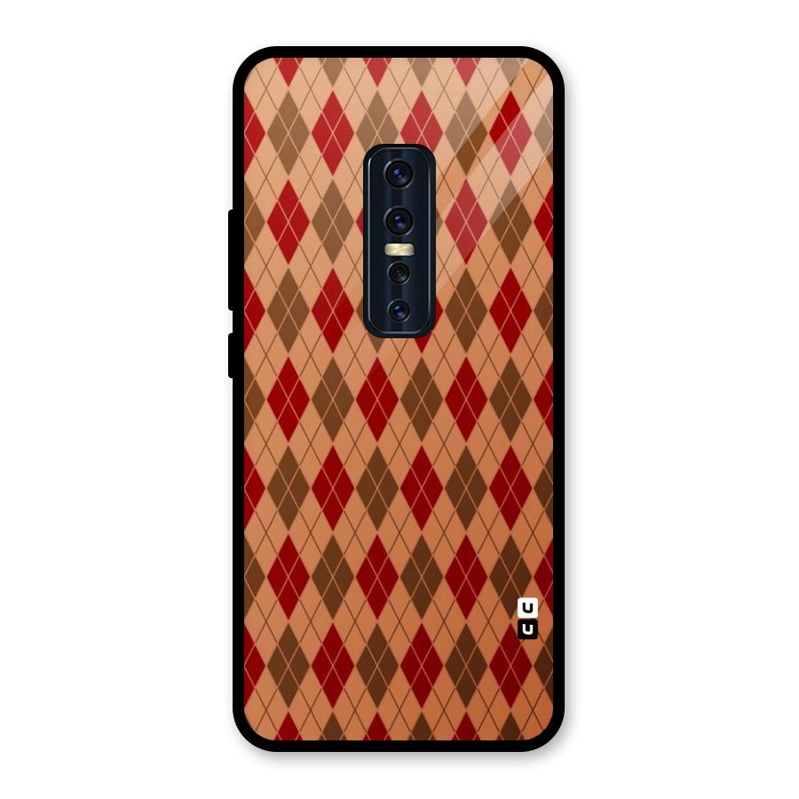 Tiny Checks Diamond Glass Back Case for Vivo V17 Pro