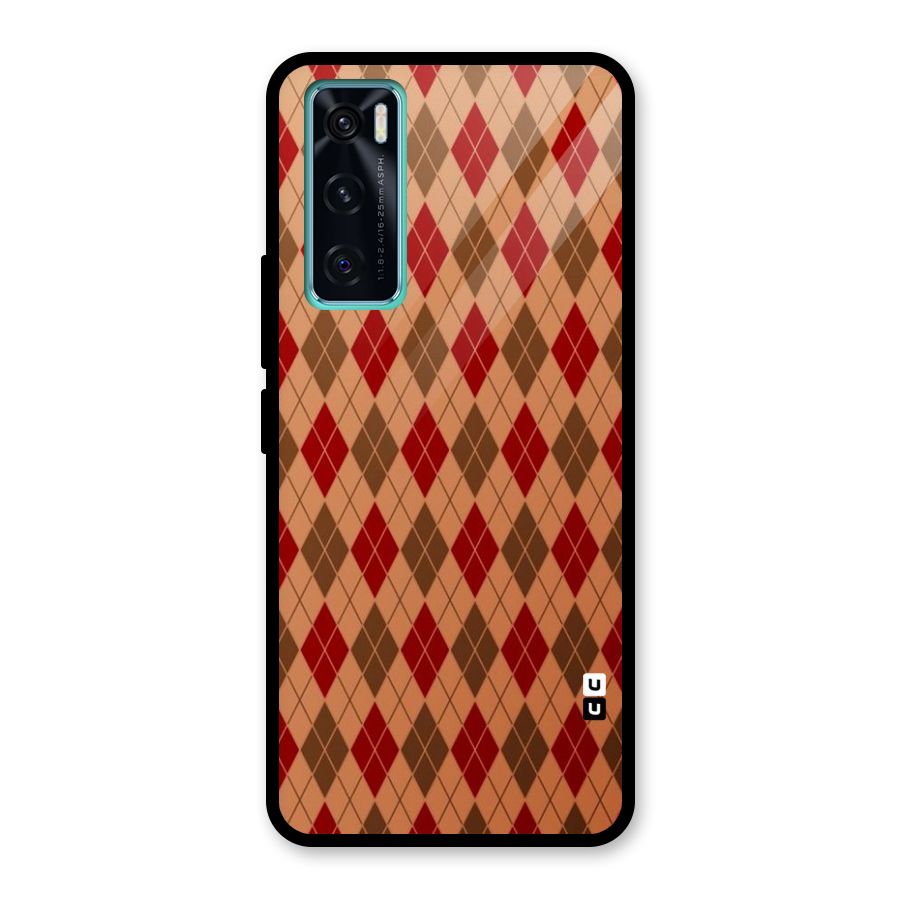 Tiny Checks Diamond Glass Back Case for Vivo V20 SE