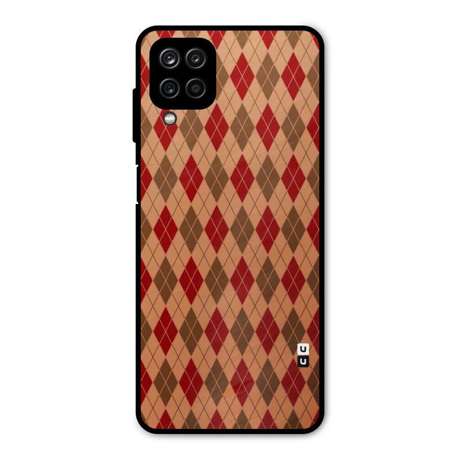 Tiny Checks Diamond Metal Back Case for Galaxy A12