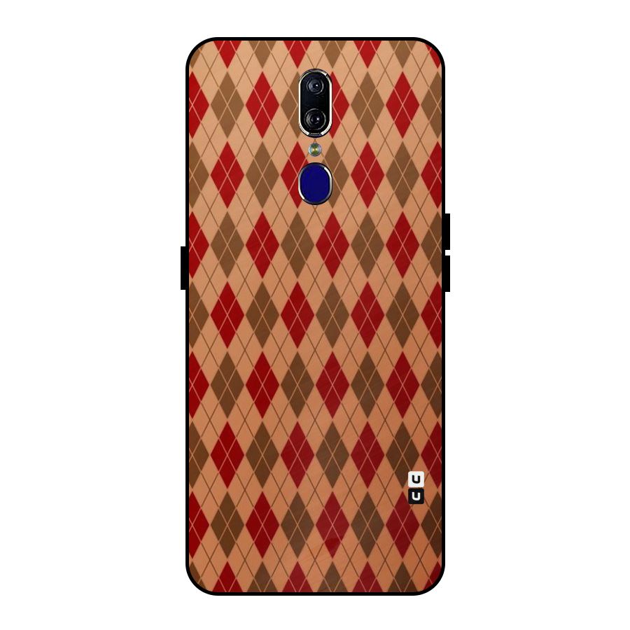 Tiny Checks Diamond Metal Back Case for Oppo F11