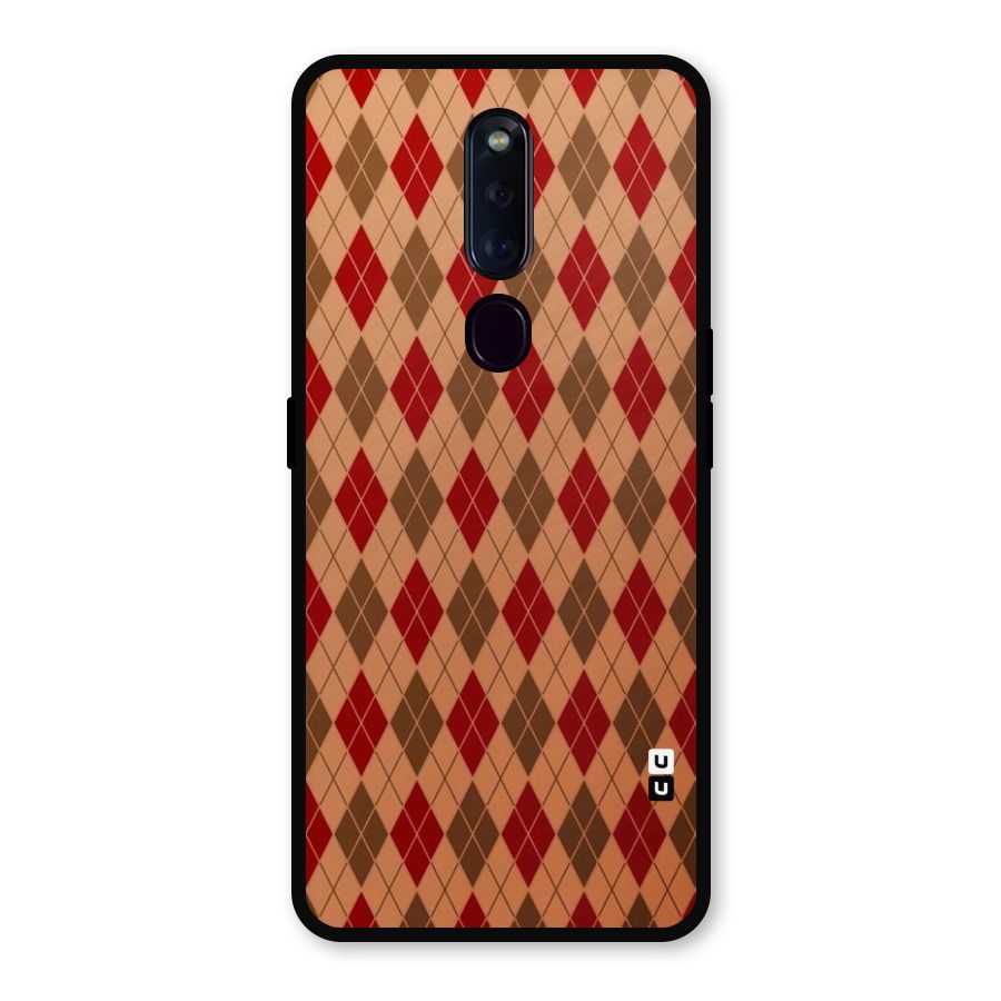 Tiny Checks Diamond Metal Back Case for Oppo F11 Pro