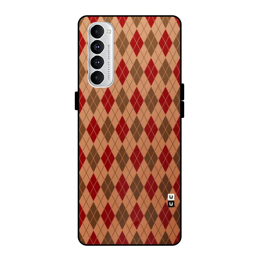 Tiny Checks Diamond Metal Back Case for Oppo Reno4 Pro