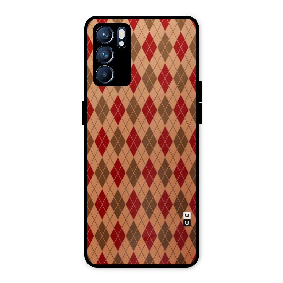 Tiny Checks Diamond Metal Back Case for Oppo Reno6 5G