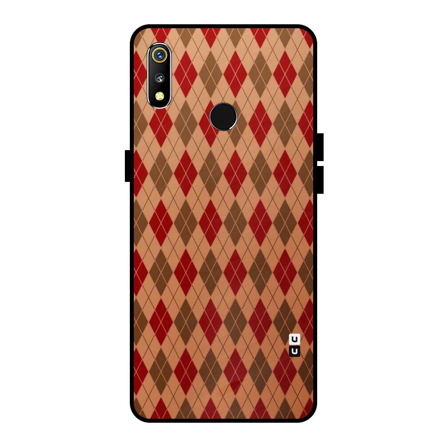 Tiny Checks Diamond Metal Back Case for Realme 3