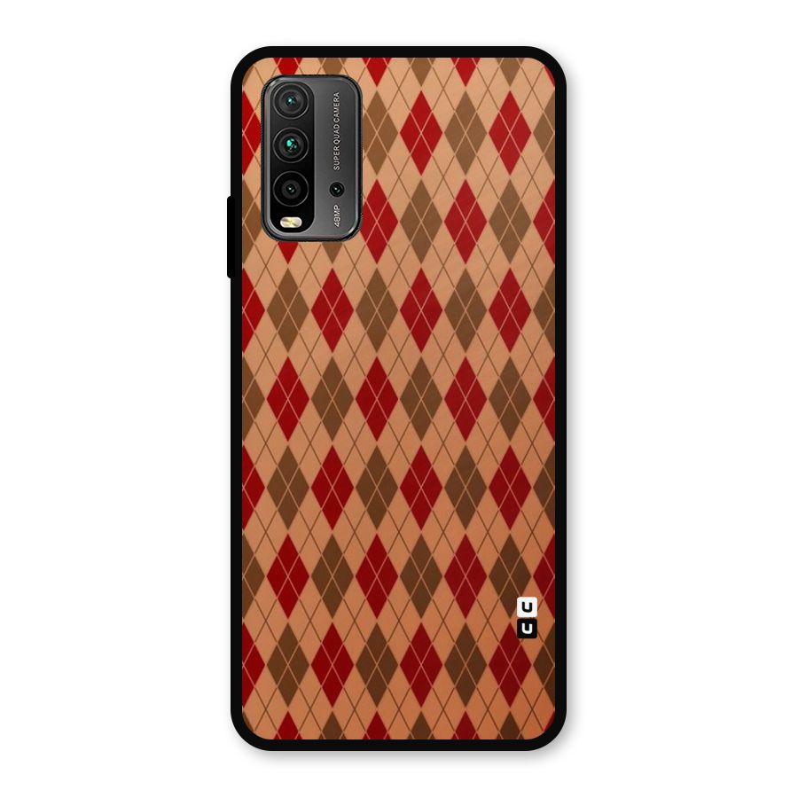 Tiny Checks Diamond Metal Back Case for Redmi 9 Power
