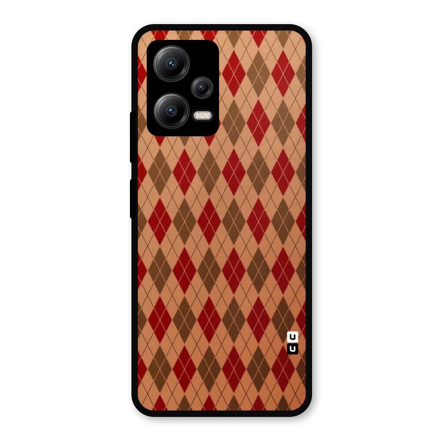 Tiny Checks Diamond Metal Back Case for Redmi Note 12 5G