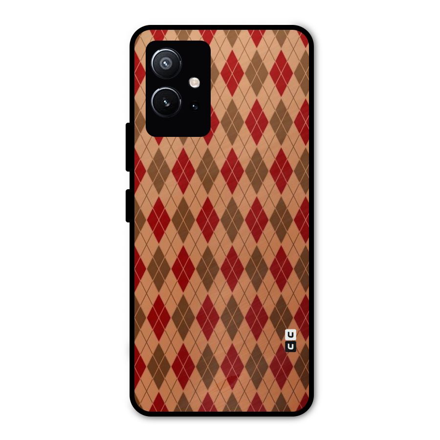 Tiny Checks Diamond Metal Back Case for Vivo T1 5G