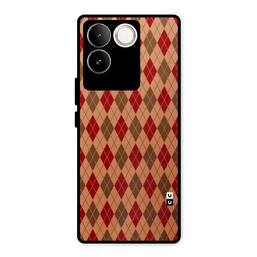 Tiny Checks Diamond Metal Back Case for Vivo T2 Pro