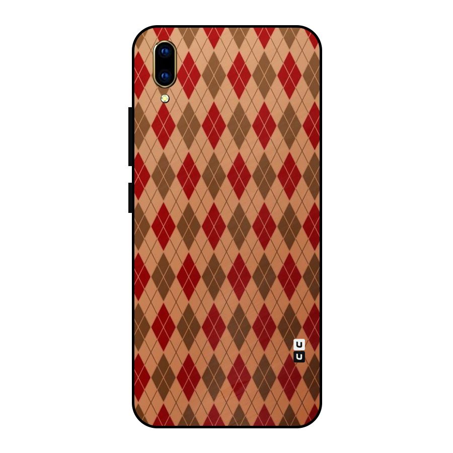 Tiny Checks Diamond Metal Back Case for Vivo V11 Pro