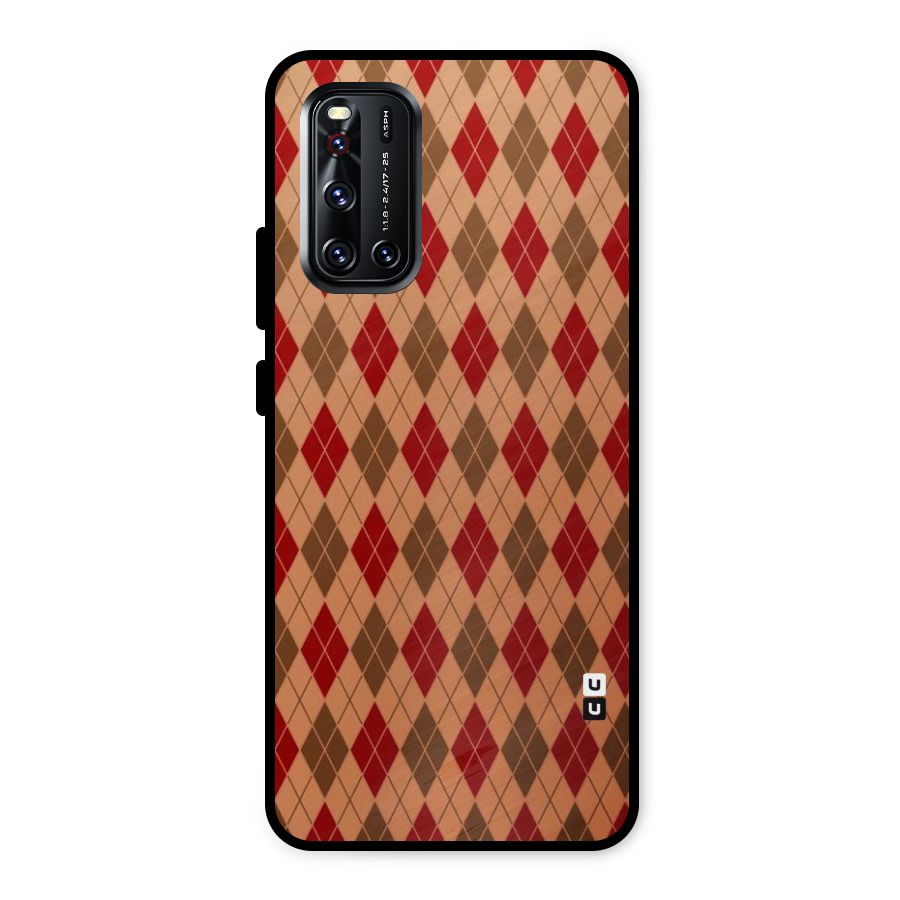 Tiny Checks Diamond Metal Back Case for Vivo V19