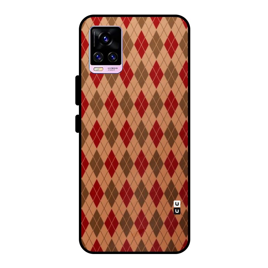 Tiny Checks Diamond Metal Back Case for Vivo V20 Pro