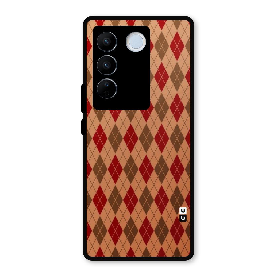 Tiny Checks Diamond Metal Back Case for Vivo V27 Pro
