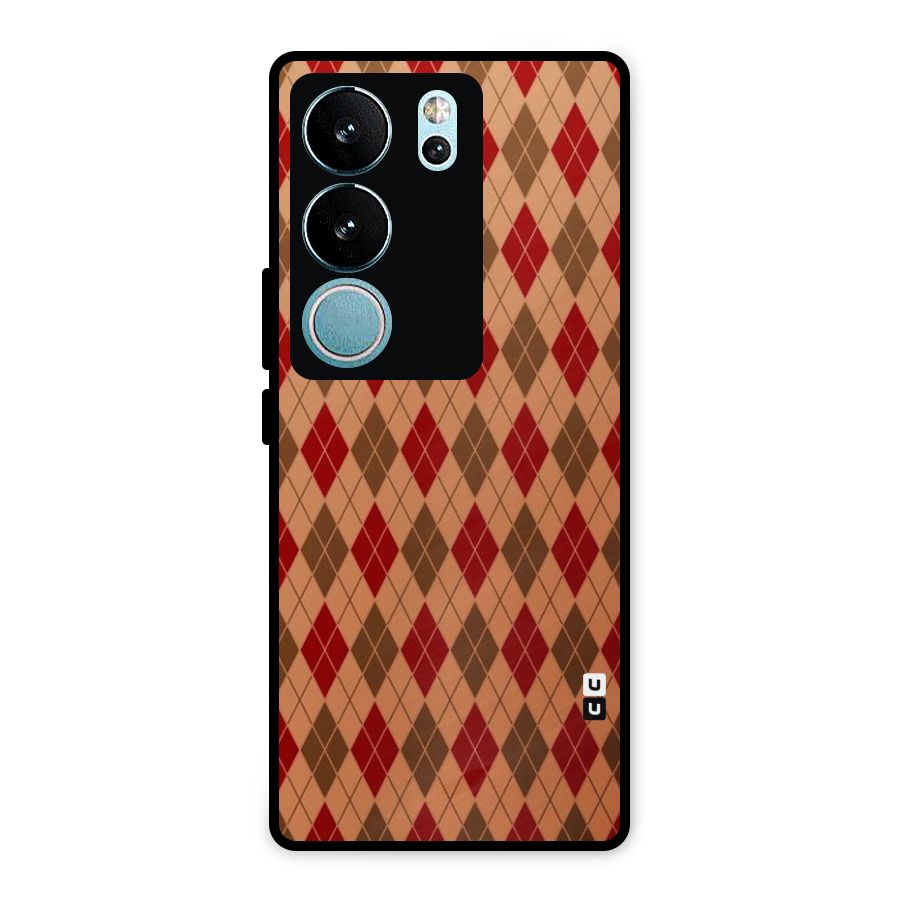 Tiny Checks Diamond Metal Back Case for Vivo V29