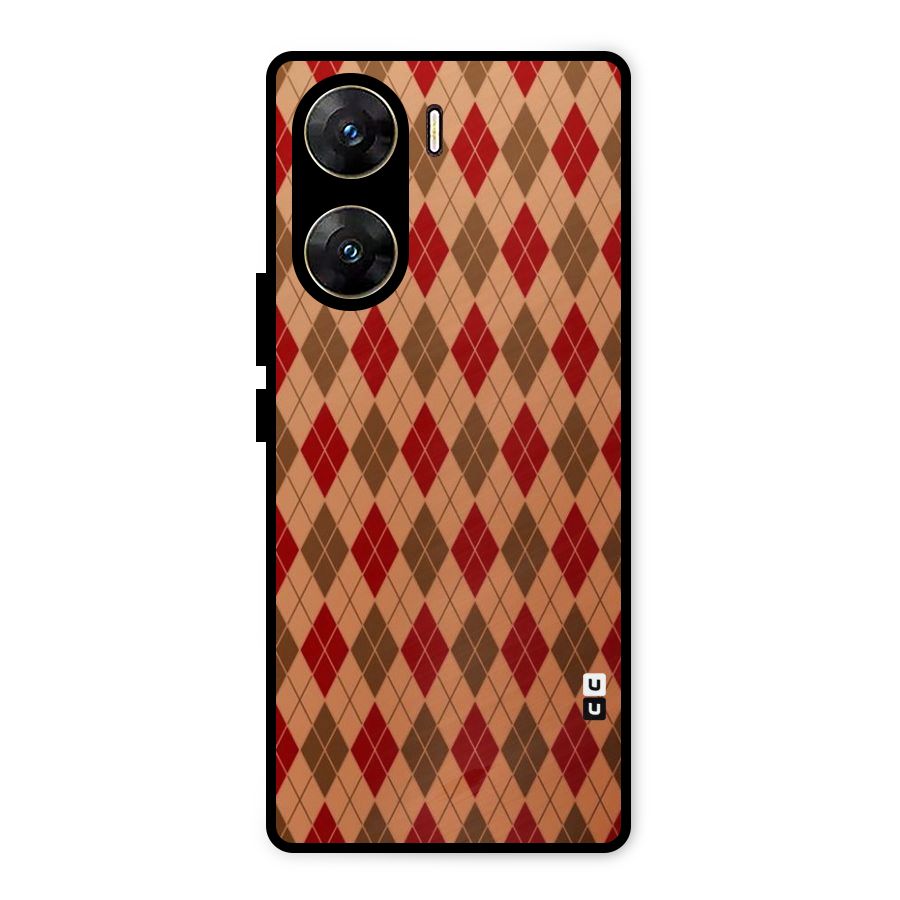 Tiny Checks Diamond Metal Back Case for Vivo V29e