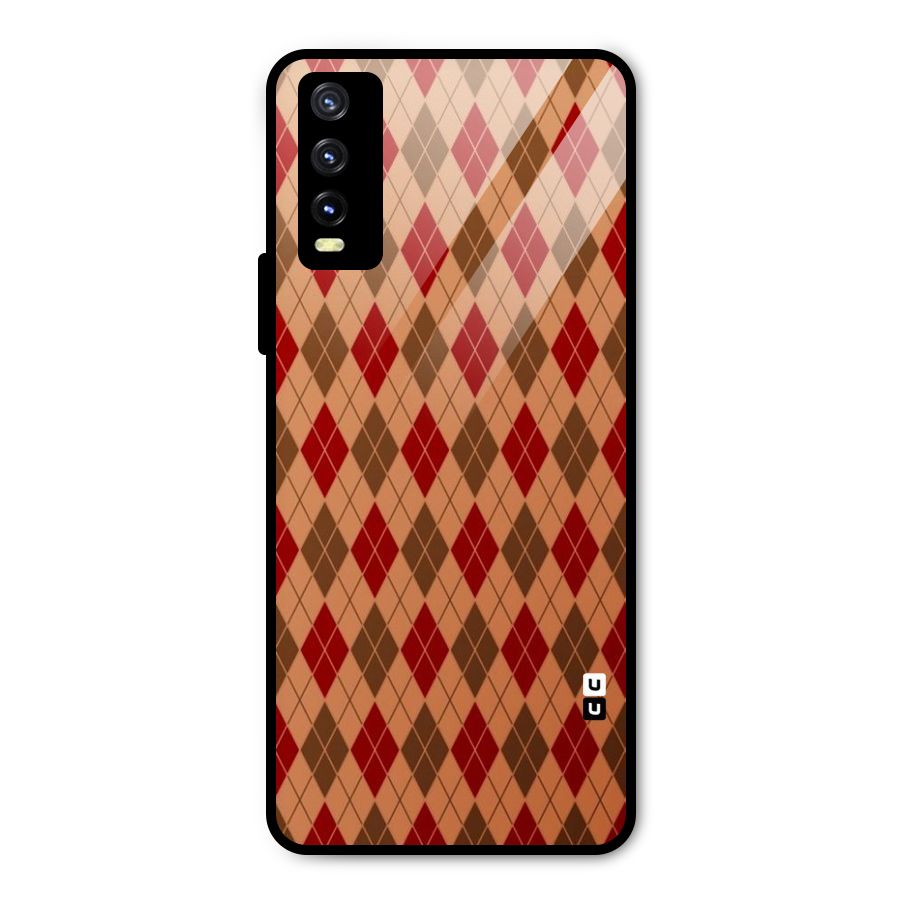 Tiny Checks Diamond Metal Back Case for Vivo Y20 2021