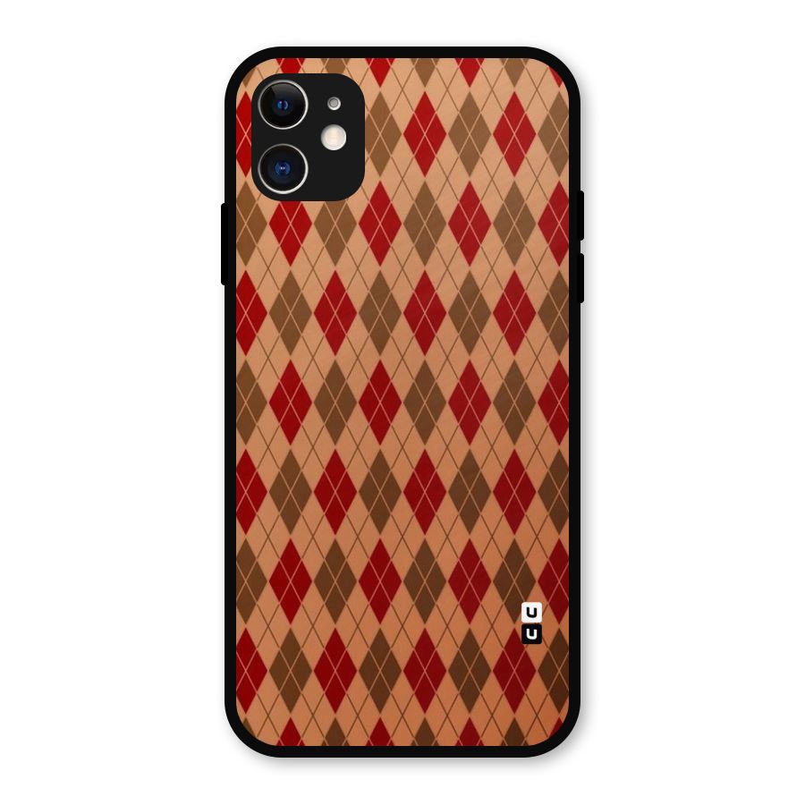 Tiny Checks Diamond Metal Back Case for iPhone 11