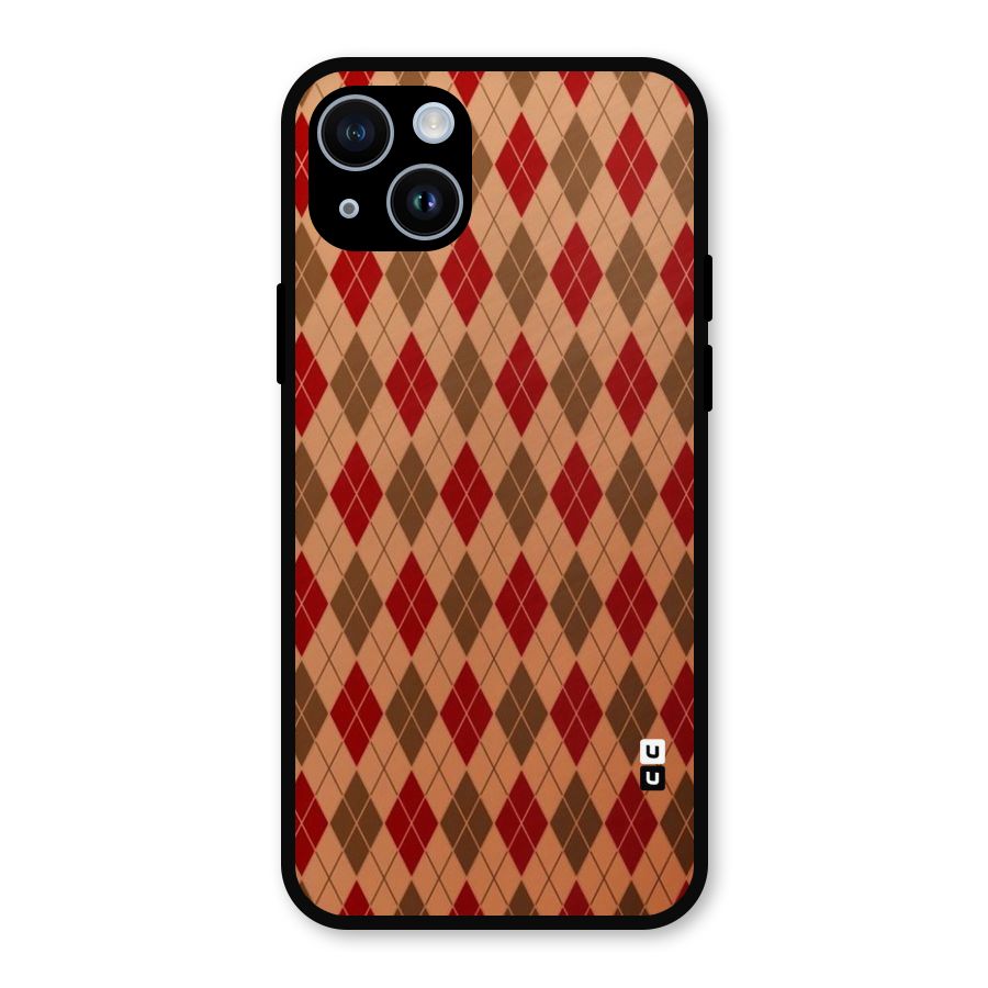 Tiny Checks Diamond Metal Back Case for iPhone 14