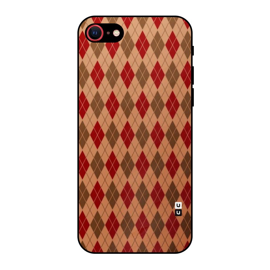 Tiny Checks Diamond Metal Back Case for iPhone 8