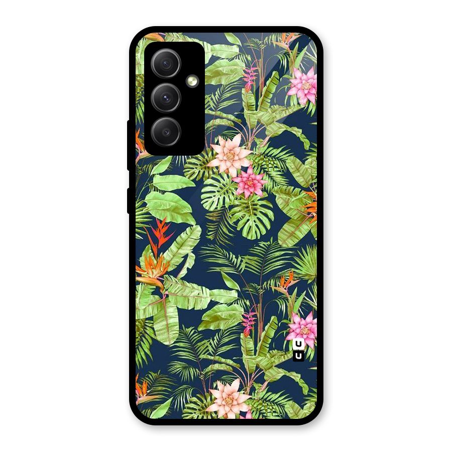 Tiny Flower Leaves Glass Back Case for Galaxy A34