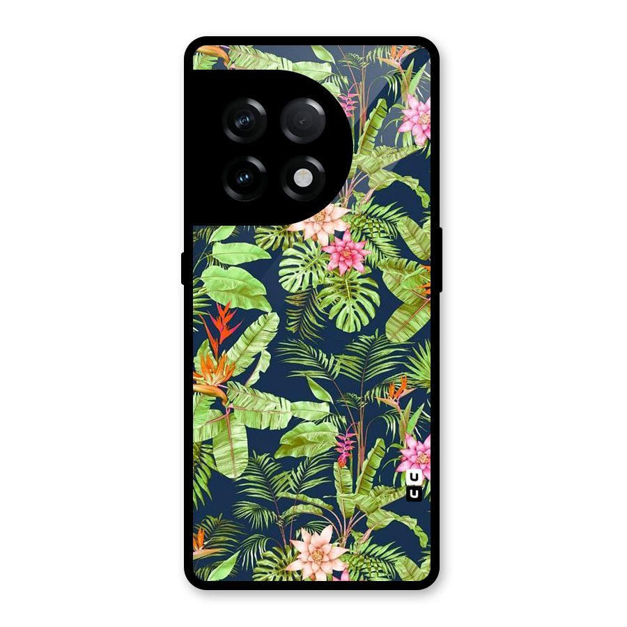 Tiny Flower Leaves Glass Back Case for OnePlus 11R