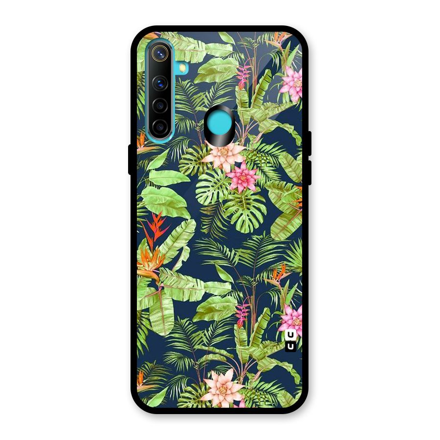 Tiny Flower Leaves Glass Back Case for Realme 5i