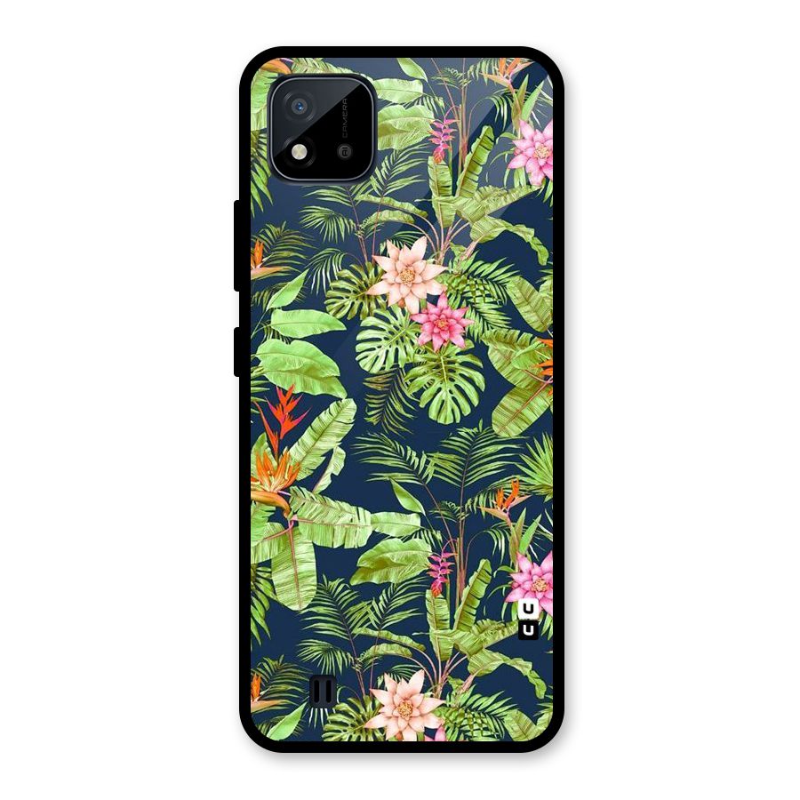 Tiny Flower Leaves Glass Back Case for Realme C11 2021