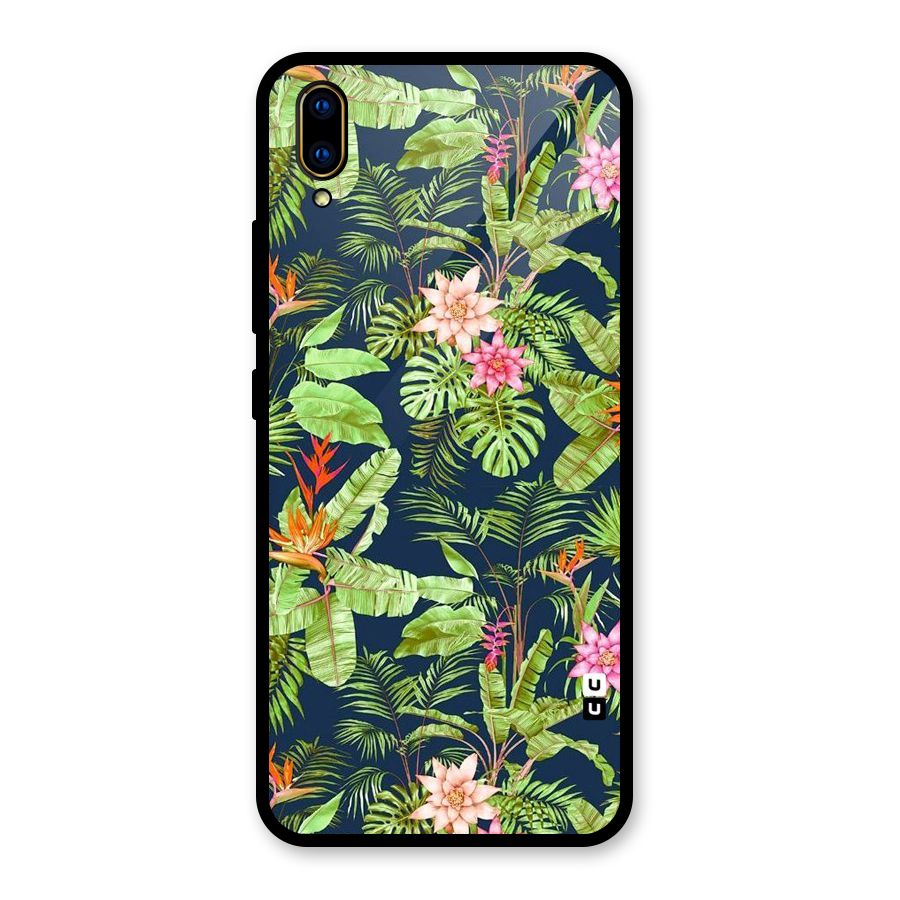 Tiny Flower Leaves Glass Back Case for Vivo V11 Pro
