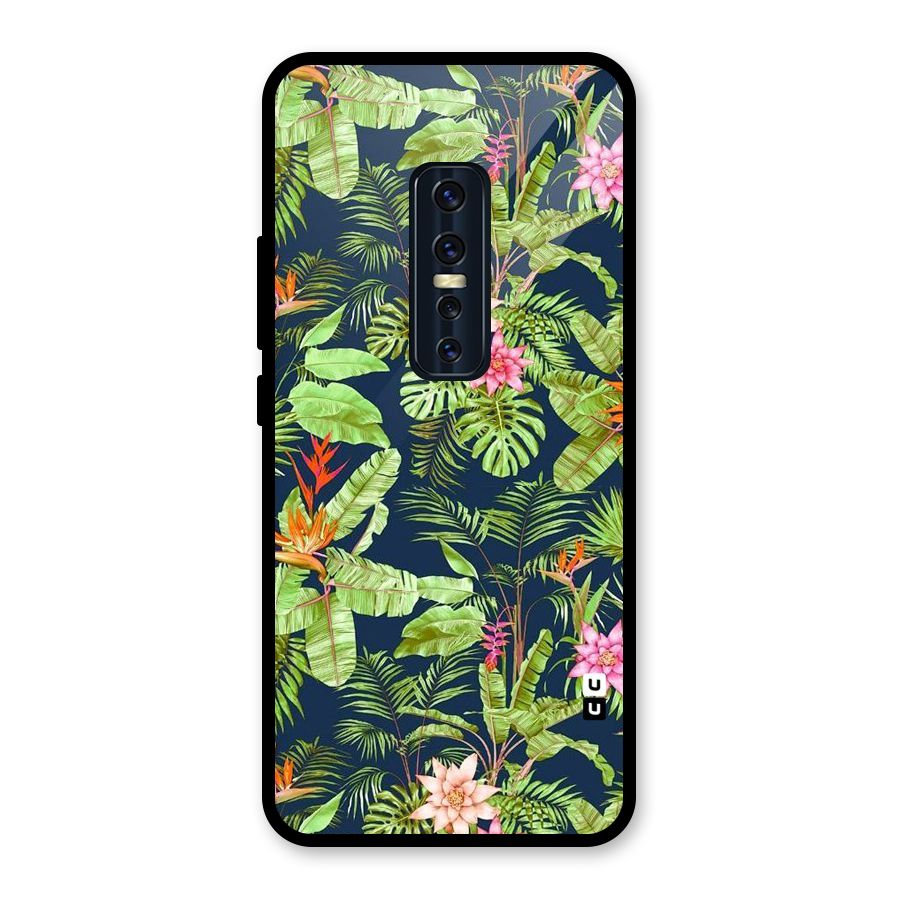 Tiny Flower Leaves Glass Back Case for Vivo V17 Pro