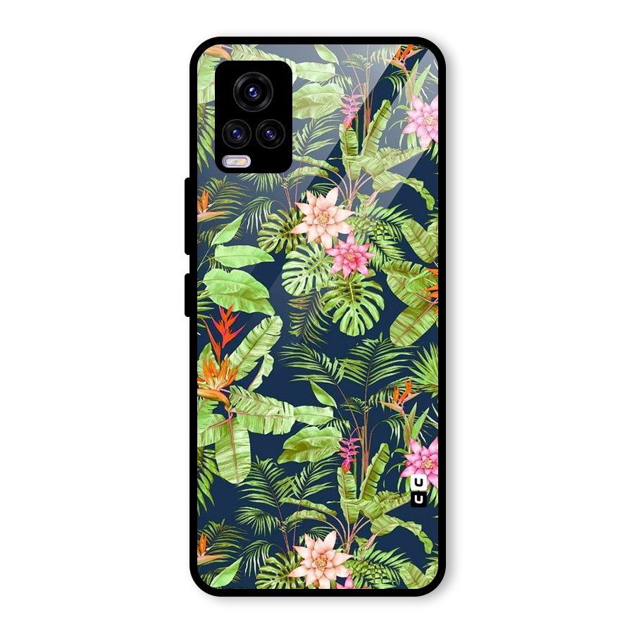 Tiny Flower Leaves Glass Back Case for Vivo V20 2021