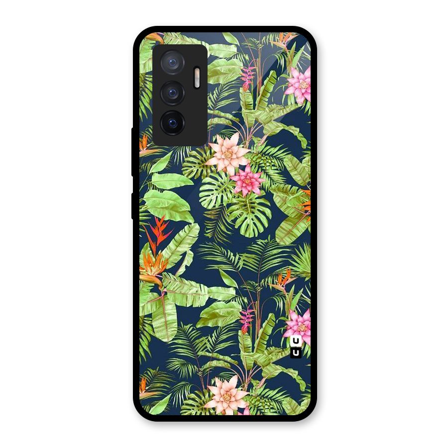 Tiny Flower Leaves Glass Back Case for Vivo V23e