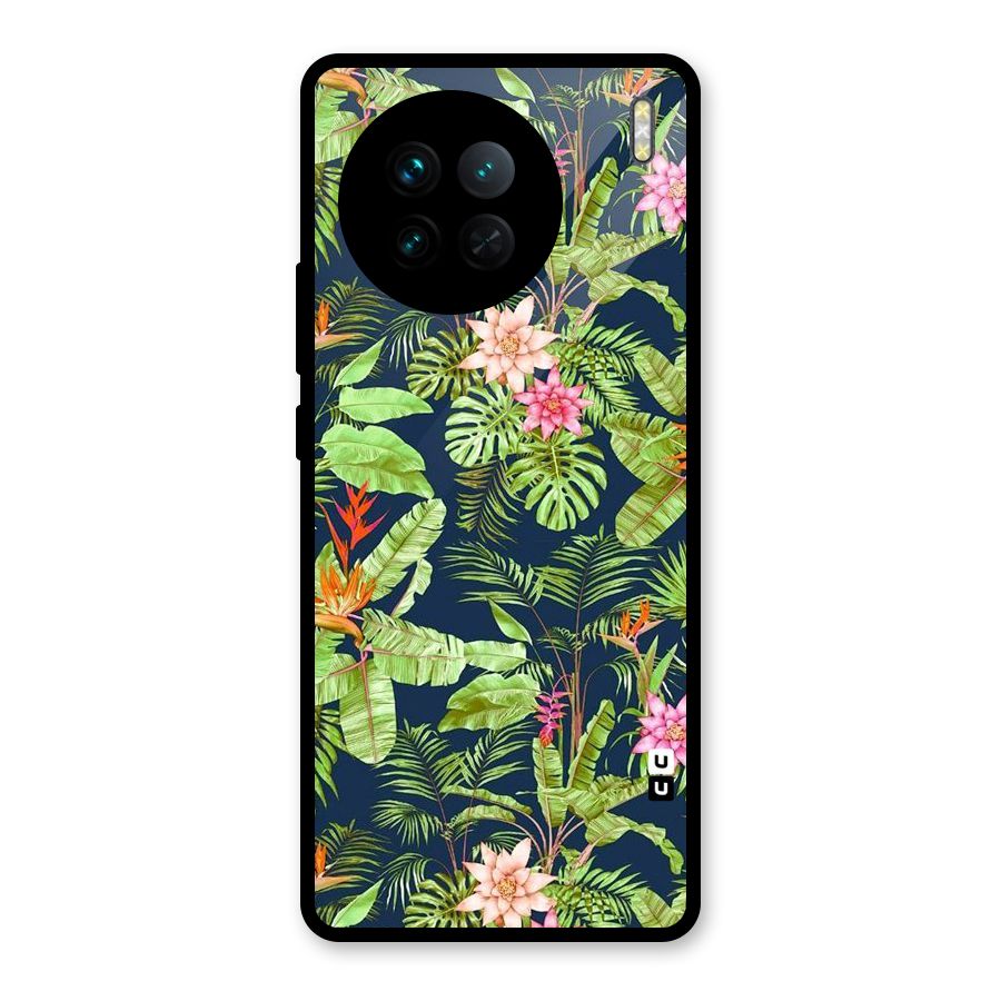 Tiny Flower Leaves Glass Back Case for Vivo X90