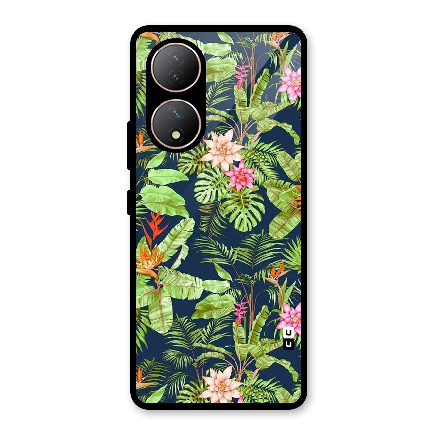 Tiny Flower Leaves Glass Back Case for Vivo Y100