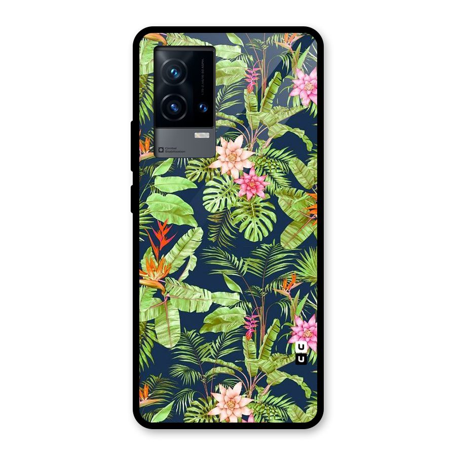 Tiny Flower Leaves Glass Back Case for iQOO 9 5G