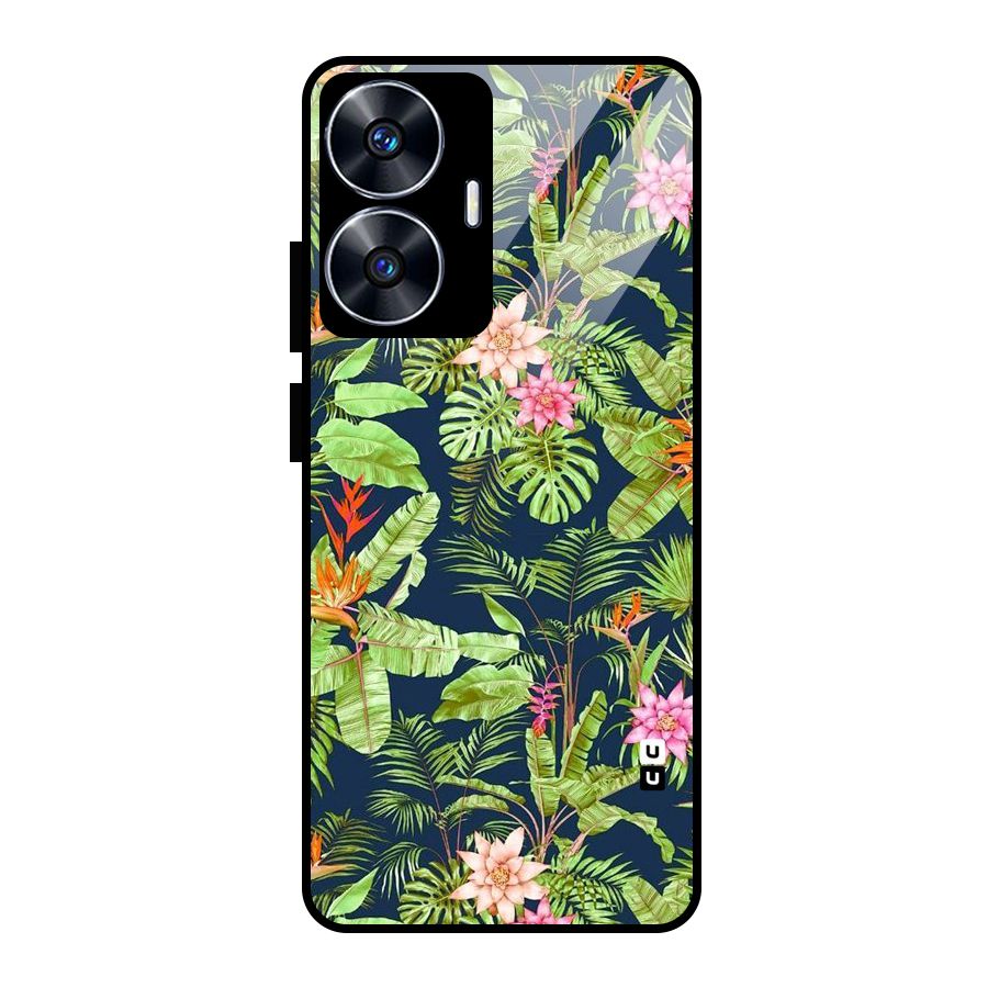 Tiny Flower Leaves Glass Back Case for realme C55