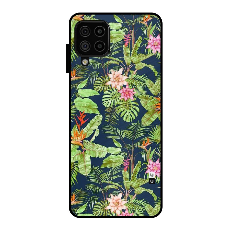 Tiny Flower Leaves Metal Back Case for Galaxy A22 4G