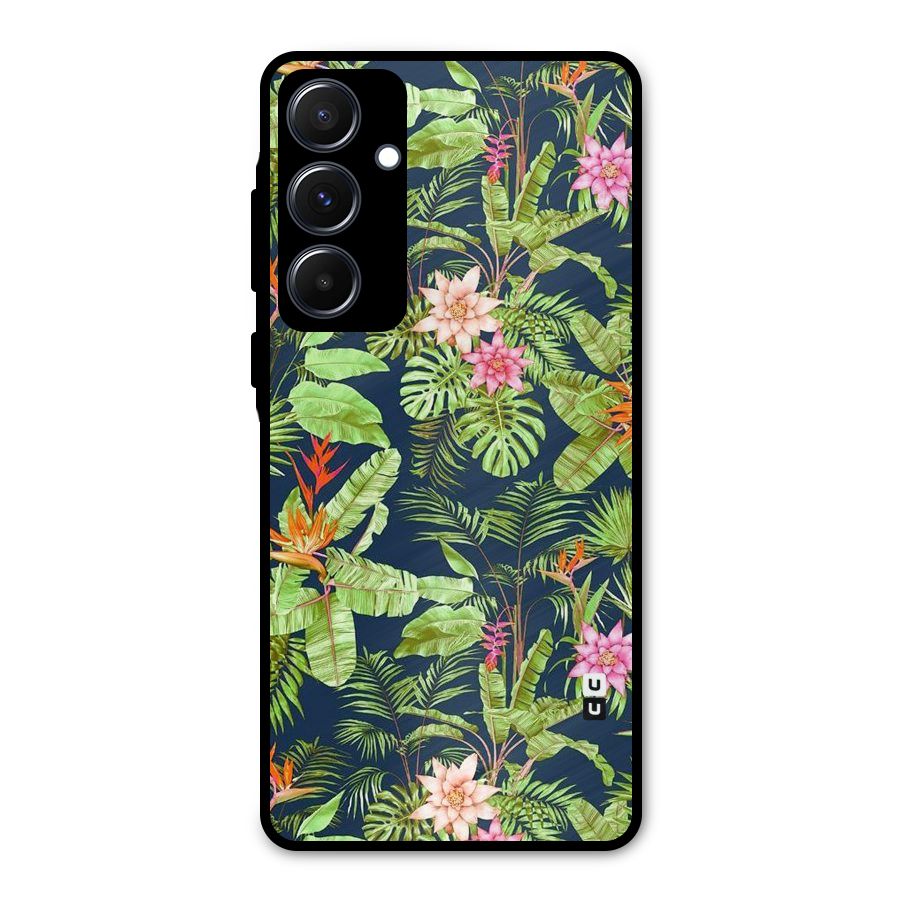 Tiny Flower Leaves Metal Back Case for Galaxy A55