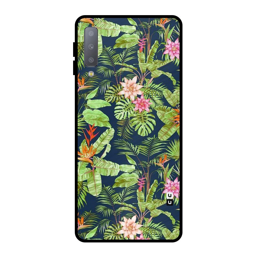 Tiny Flower Leaves Metal Back Case for Galaxy A7 (2018)