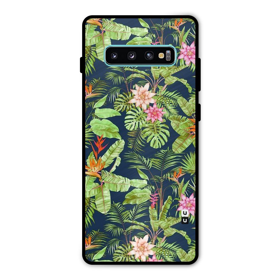 Tiny Flower Leaves Metal Back Case for Galaxy S10 Plus