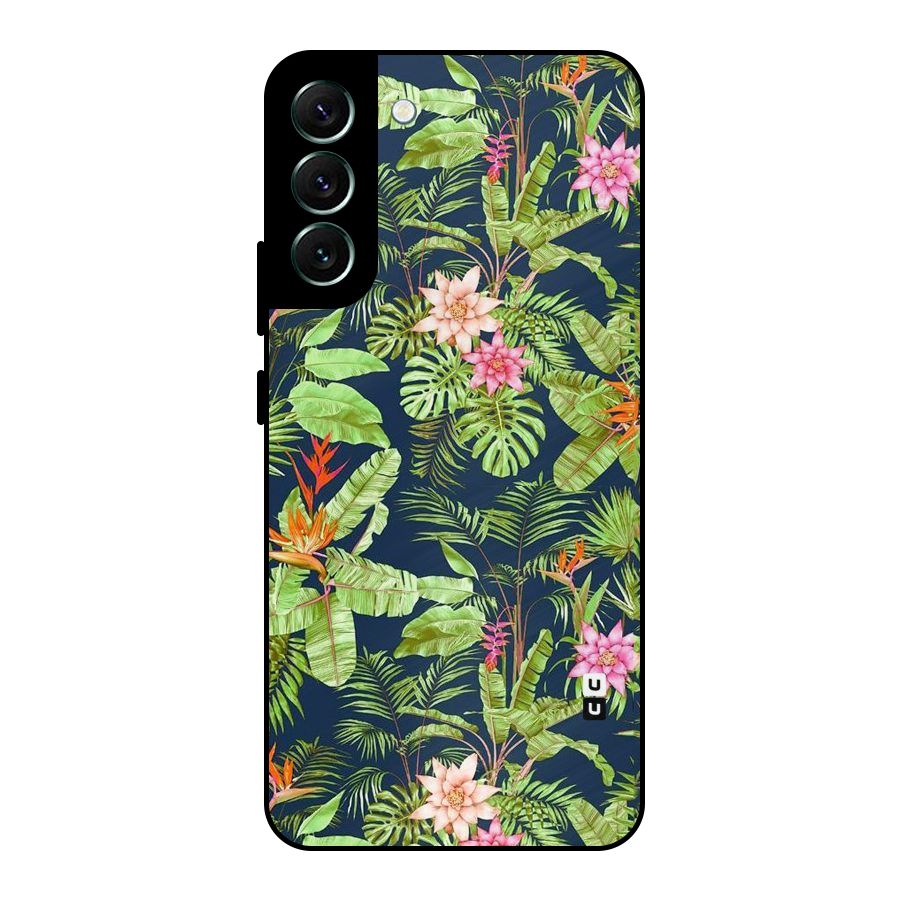 Tiny Flower Leaves Metal Back Case for Galaxy S22 Plus 5G