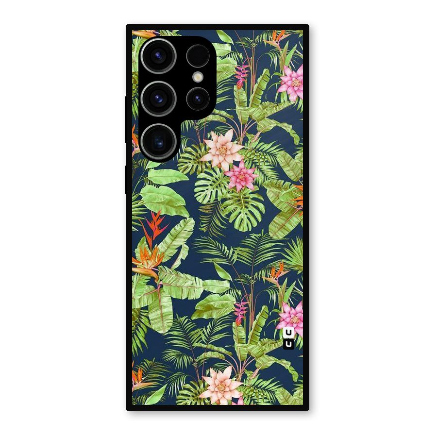 Tiny Flower Leaves Metal Back Case for Galaxy S23 Ultra