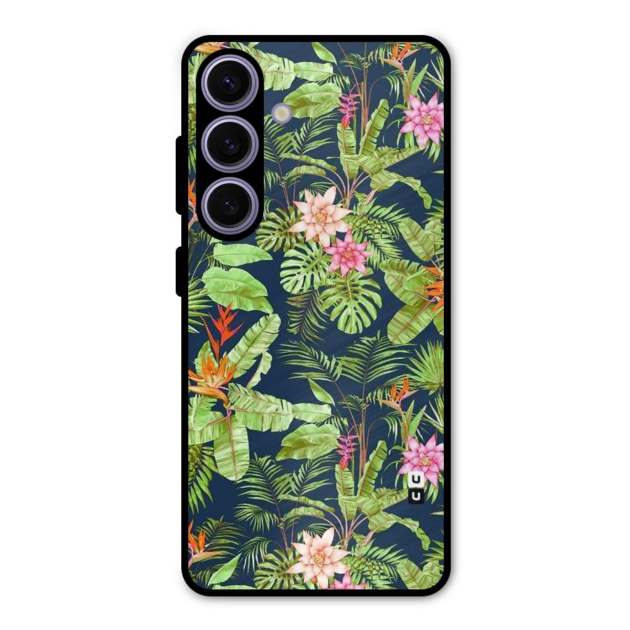 Tiny Flower Leaves Metal Back Case for Galaxy S24