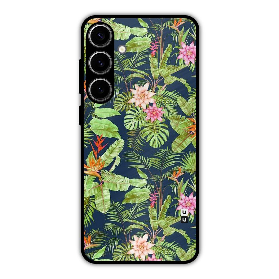 Tiny Flower Leaves Metal Back Case for Galaxy S24 Plus