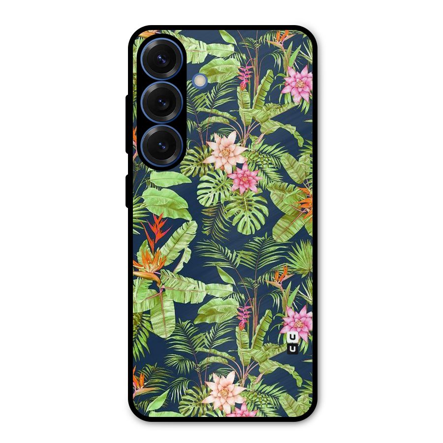 Tiny Flower Leaves Metal Back Case for Galaxy S25