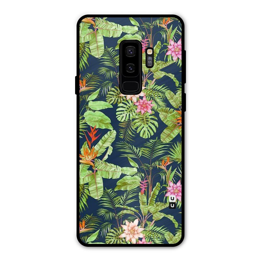 Tiny Flower Leaves Metal Back Case for Galaxy S9 Plus